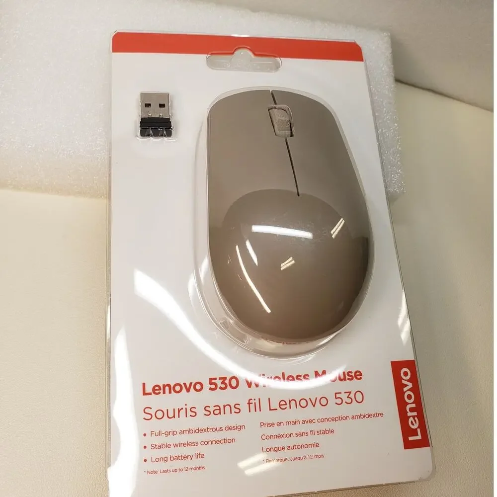 Lenovo 530 Wireless Mouse 2.4GHz Nano USB 1200 DPI Optical Sensor Almond